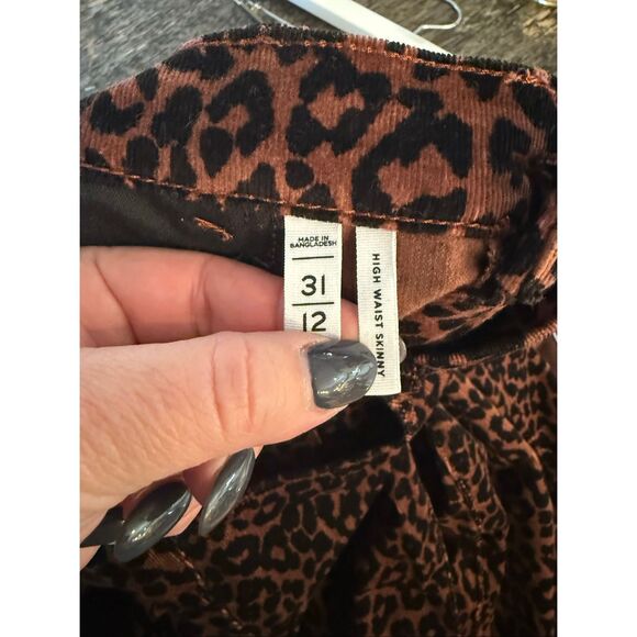 Loft Brown & Black Corduroy High Waist Skinny Jeans sz 12 Mob Wife - Picture 7 of 8